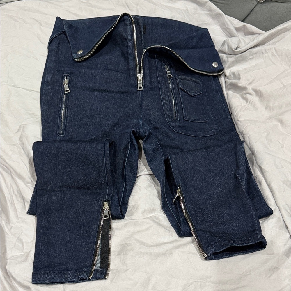 RtA Dark Blue Women's Jeans with Zipper Details